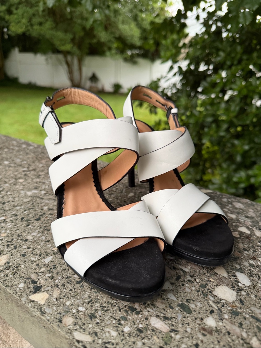 Reed Krakoff White Leather Crisscross High Heel Sandals